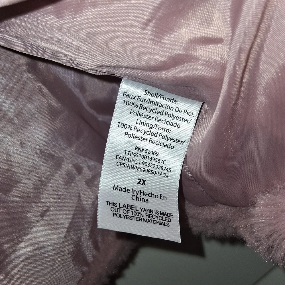Time and Tru Rose Mauve Faux Fur Zip Jacket - Picture 4 of 4
